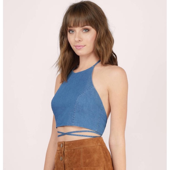 blue jean halter top